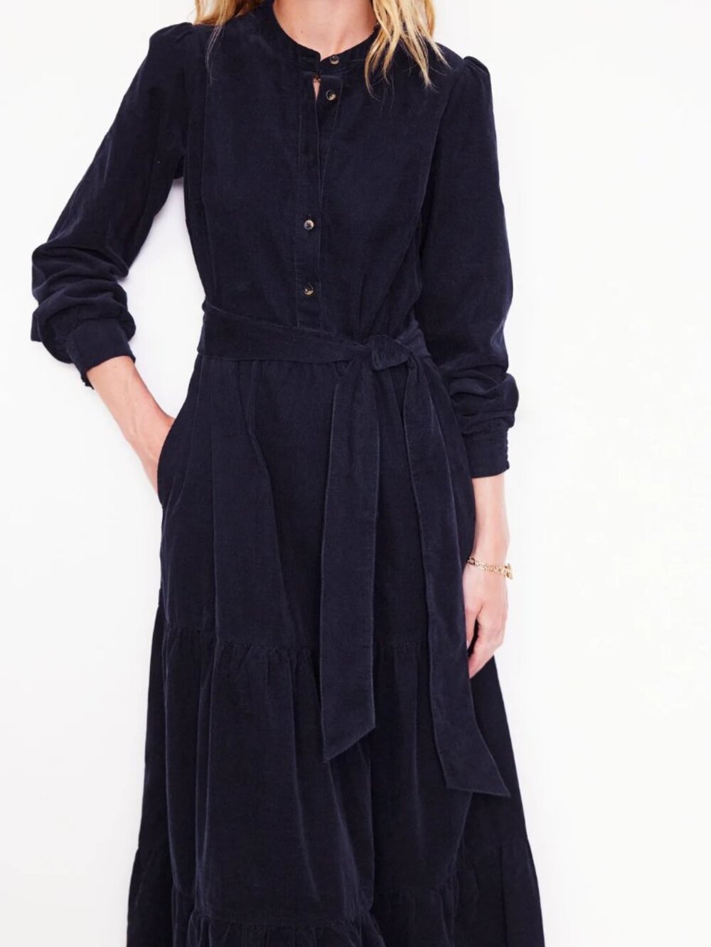 Boden deep Navy Blue Alba Corduroy Maxi Dress